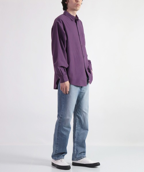 SPELLBOUND（スペルバウンド）の「[SPELLBOUND / スペルバウンド] ソリッドコットンネル スタンダードシャツ（シャツ/ブラウス・メンズ・パープル/モスグリーン/チャコールグレー・2/3/4）」の6枚目の写真