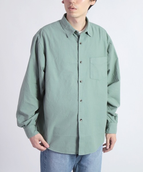 SPELLBOUND（スペルバウンド）の「[SPELLBOUND / スペルバウンド] ソリッドコットンネル スタンダードシャツ（シャツ/ブラウス・メンズ・パープル/モスグリーン/チャコールグレー・2/3/4）」の8枚目の写真