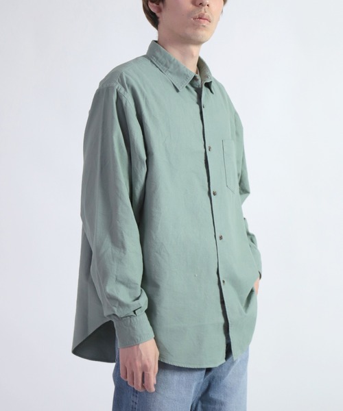 SPELLBOUND（スペルバウンド）の「[SPELLBOUND / スペルバウンド] ソリッドコットンネル スタンダードシャツ（シャツ/ブラウス・メンズ・パープル/モスグリーン/チャコールグレー・2/3/4）」の9枚目の写真