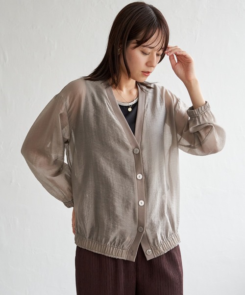ikka(イッカ)の「V襟シアーカーディガン(カーディガン/ボレロ・レディース・チャコールグレー/オートミール・M/L/S)」の20枚目の写真