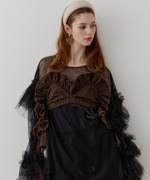 tiit tokyo フリルブラウンビスチェ tiit tokyo フリルブラウンビスチェ