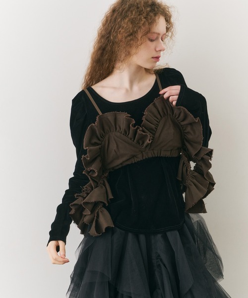 J1U by LA BELLE ETUDE(ジユウバイラベルエチュード)の「ボリュームドレープフリルビスチェ(その他トップス・レディース・ブラック/アイボリー/ブラウン・FREE)」の13枚目の写真