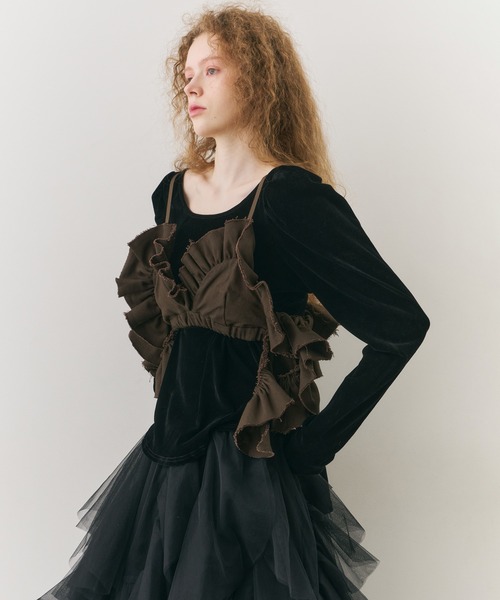 J1U by LA BELLE ETUDE(ジユウバイラベルエチュード)の「ボリュームドレープフリルビスチェ(その他トップス・レディース・ブラック/アイボリー/ブラウン・FREE)」の14枚目の写真