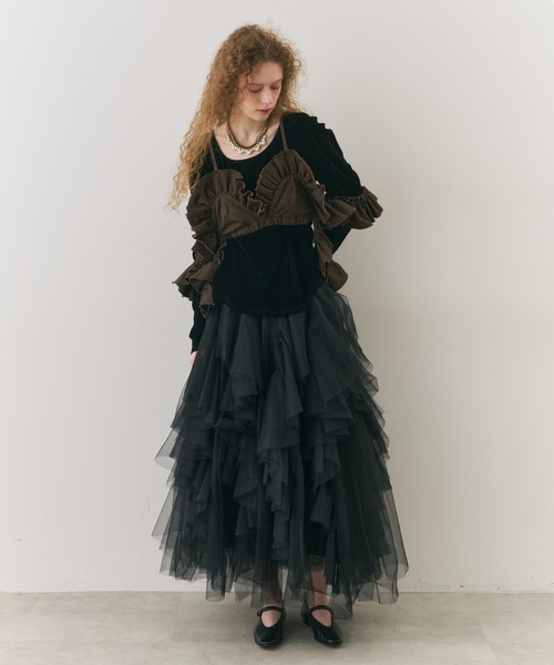 J1U by LA BELLE ETUDE(ジユウバイラベルエチュード)の「ボリュームドレープフリルビスチェ(その他トップス・レディース・ブラック/アイボリー/ブラウン・FREE)」の15枚目の写真