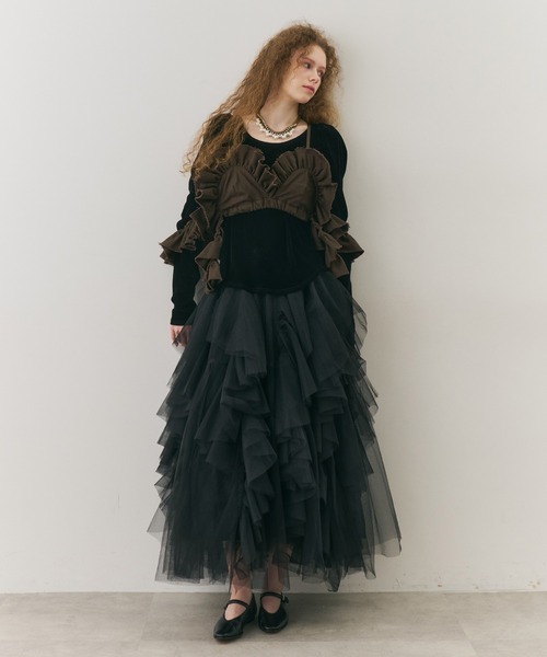 J1U by LA BELLE ETUDE(ジユウバイラベルエチュード)の「ボリュームドレープフリルビスチェ(その他トップス・レディース・ブラック/アイボリー/ブラウン・FREE)」の16枚目の写真