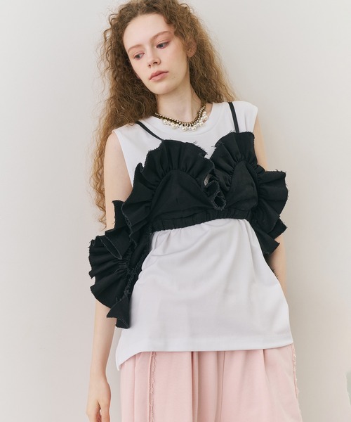 ボリュームドレープフリルビスチェ（その他トップス）｜J1U by