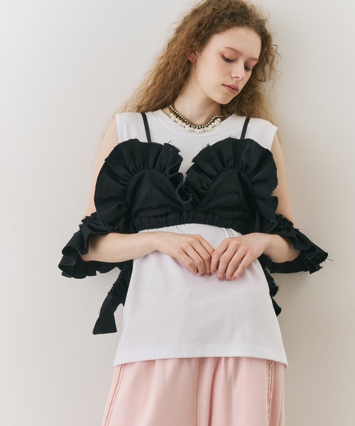 J1U by LA BELLE ETUDE(ジユウバイラベルエチュード)の「ボリュームドレープフリルビスチェ(その他トップス・レディース・ブラック/アイボリー/ブラウン・FREE)」の18枚目の写真