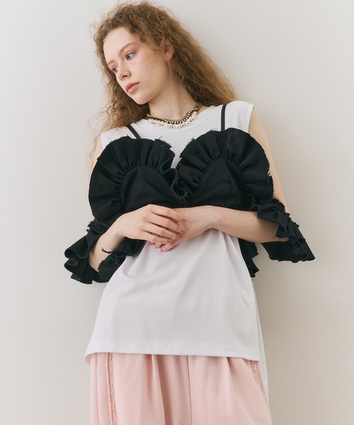 J1U by LA BELLE ETUDE(ジユウバイラベルエチュード)の「ボリュームドレープフリルビスチェ(その他トップス・レディース・ブラック/アイボリー/ブラウン・FREE)」の19枚目の写真
