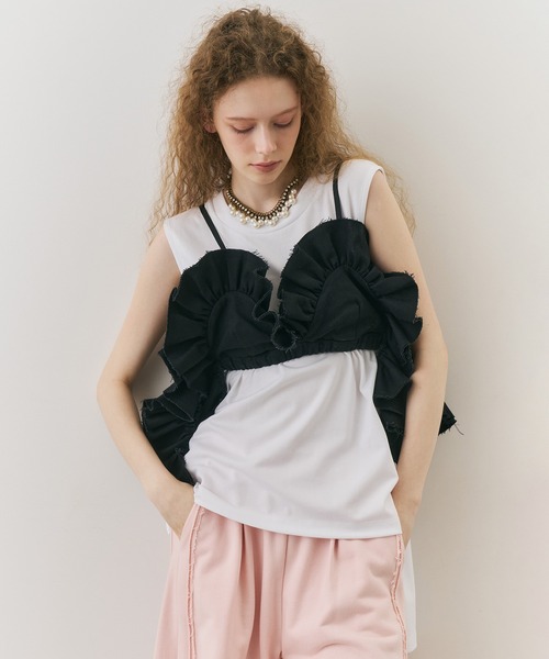 J1U by LA BELLE ETUDE(ジユウバイラベルエチュード)の「ボリュームドレープフリルビスチェ(その他トップス・レディース・ブラック/アイボリー/ブラウン・FREE)」の21枚目の写真