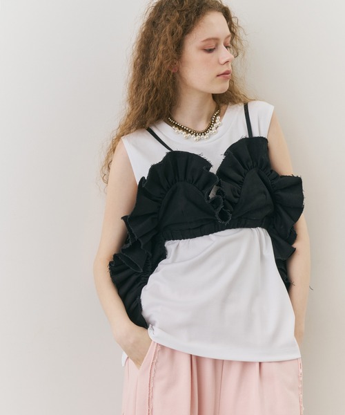 ボリュームドレープフリルビスチェ（その他トップス）｜J1U by LA