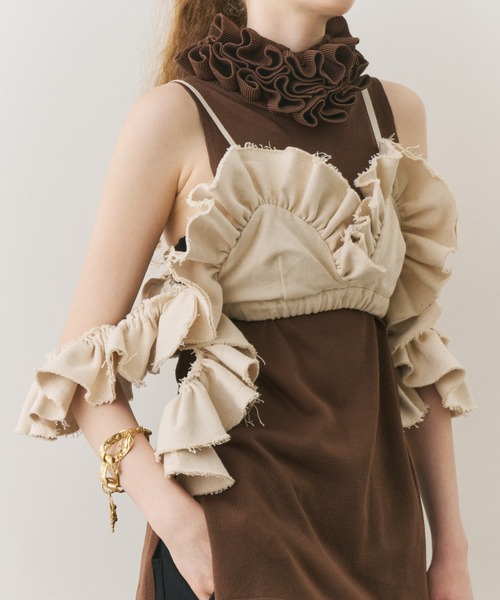 ボリュームドレープフリルビスチェ（その他トップス）｜J1U by