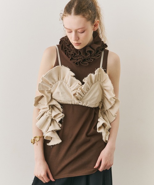 ボリュームドレープフリルビスチェ（その他トップス）｜J1U by