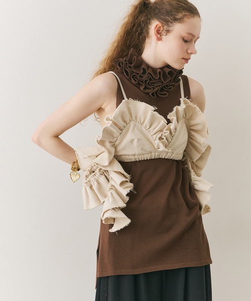 00s 希少 Na+H♡エヌエープラスエイチ フリルビスチェ 編み上げリボン