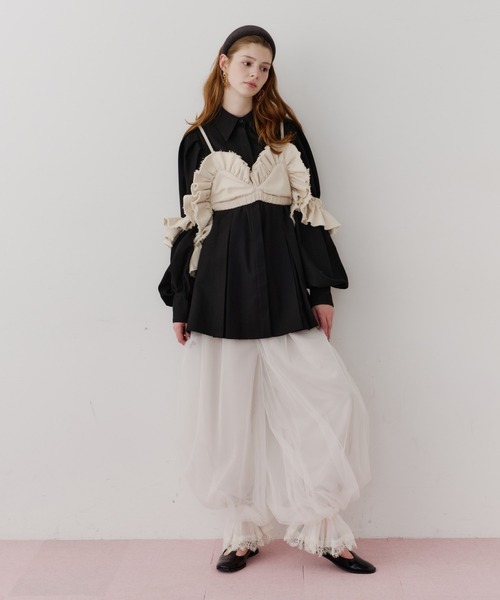 ボリュームドレープフリルビスチェ（その他トップス）｜J1U by LA