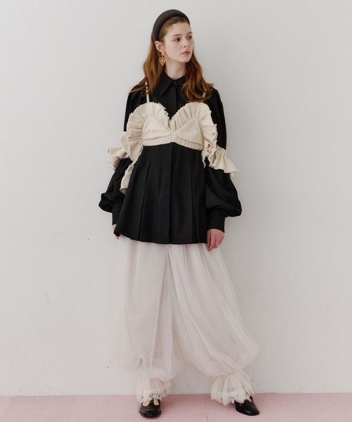 ボリュームドレープフリルビスチェ（その他トップス）｜J1U by LA