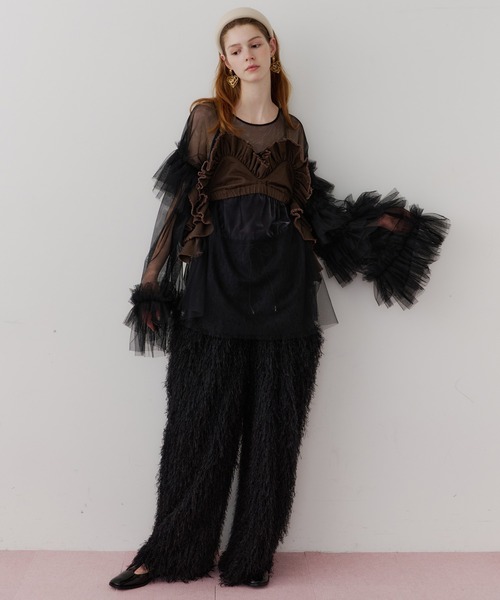 J1U by LA BELLE ETUDE ジユウバイラベルエチュード　ビスチェ ボリュームドレープフリルビスチェ（その他トップス）｜J1U by LA