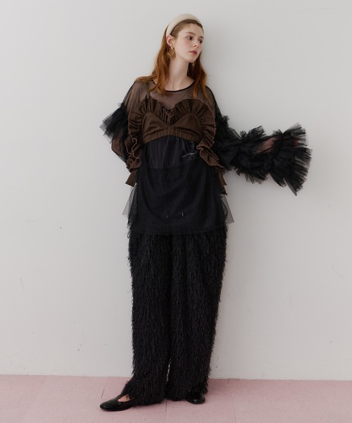 ボリュームドレープフリルビスチェ（その他トップス）｜J1U by LA