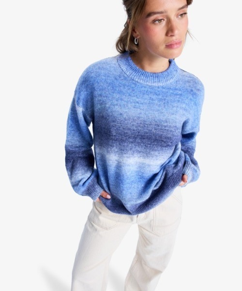 ROXY(ロキシー)の「LOVE AGAIN /ロキシードロップショルダーボーダーニットトップス(ニット/セーター・レディース・イエロー/ブルー・SMALL/X-SMALL)」の5枚目の写真