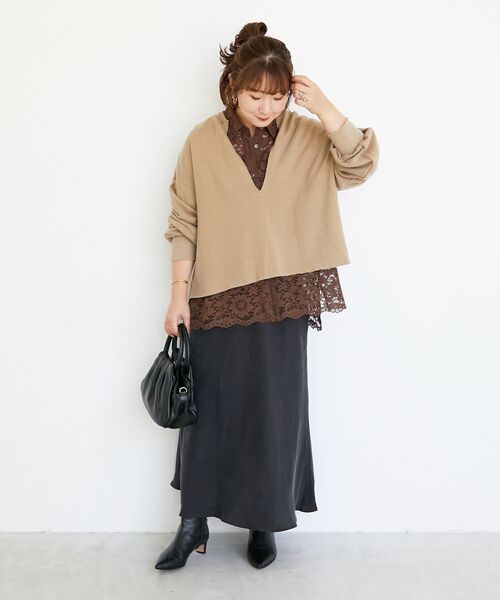 le.coeur blanc（ルクールブラン）の「《手洗い可能》キュプラフィブリルナロースカート（スカート・レディース・ブラック/モカ/ダークグレー・38）」の10枚目の写真