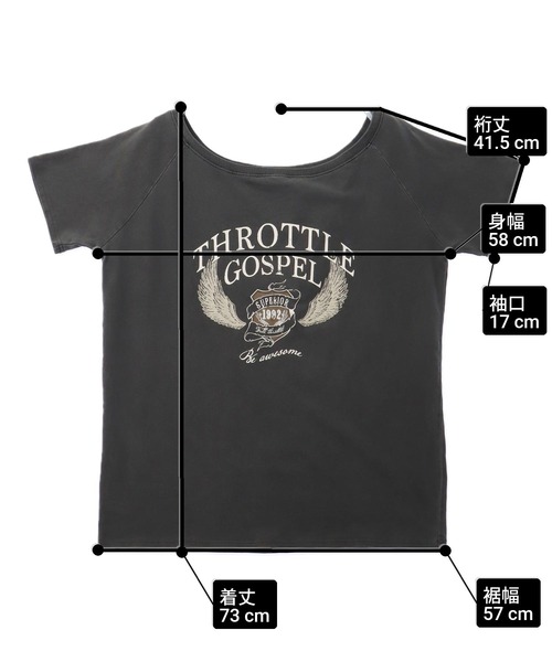 ANAP（アナップ）の「ヴィンテージ風 プリント オフショルダー ビッグ Tシャツ（Tシャツ/カットソー・レディース・ダークグレー/ブラウン/オフホワイト・FREE）」の16枚目の写真