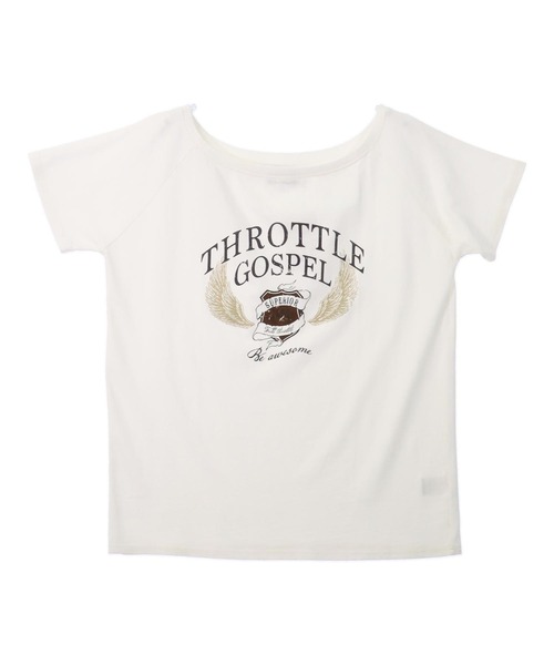 ANAP（アナップ）の「ヴィンテージ風 プリント オフショルダー ビッグ Tシャツ（Tシャツ/カットソー・レディース・ダークグレー/ブラウン/オフホワイト・FREE）」の21枚目の写真