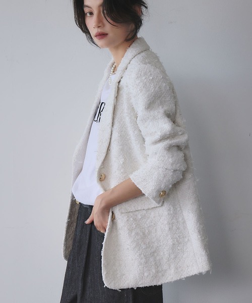 ELFRANK（エルフランク）の「ツイード テーラードジャケット（テーラードジャケット・レディース・ブラック/オフホワイト・M/L）」の10枚目の写真