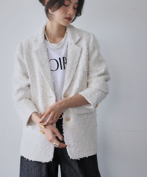 ELFRANK（エルフランク）の「ツイード テーラードジャケット（テーラードジャケット・レディース・ブラック/オフホワイト・M/L）」の11枚目の写真