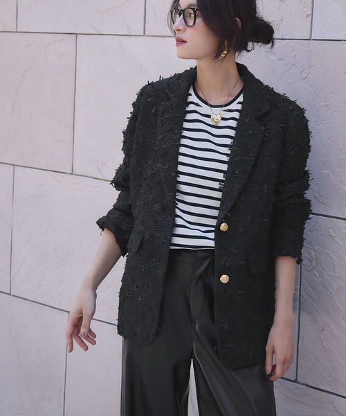 ELFRANK（エルフランク）の「ツイード テーラードジャケット（テーラードジャケット・レディース・ブラック/オフホワイト・M/L）」の22枚目の写真