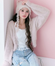 GOLDS♡フード付き♡2way袖♡フロントチェーン♡オフショルカーディガン♡白 カットアウトロングドレス/シアー/長袖/谷間見せ/背中隠し/ワン