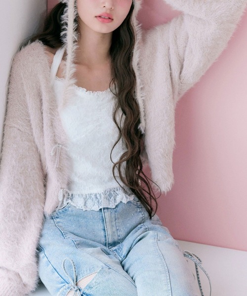 セール】melty ribbon short knit（カーディガン/ボレロ）｜OLIVE des