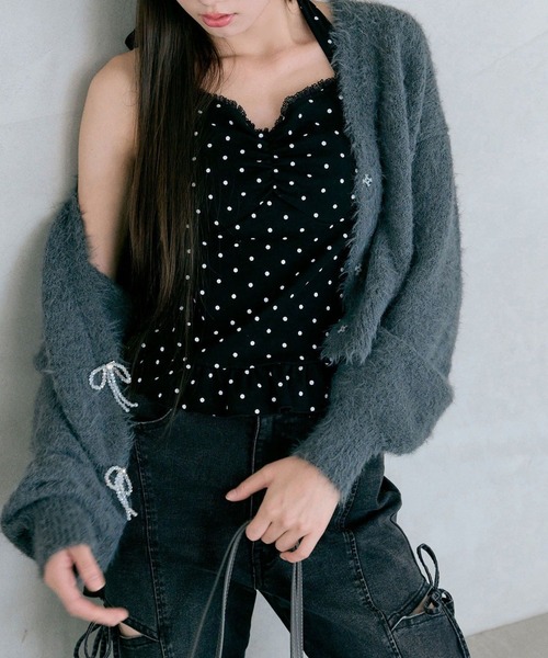 OLIVE des OLIVE（オリーブデオリーブ）の「melty ribbon short knit（カーディガン/ボレロ・レディース・サックスブルー/オフホワイト/チャコールグレー/ピンク・FREE）」の20枚目の写真