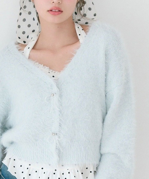 OLIVE des OLIVE（オリーブデオリーブ）の「melty ribbon short knit（カーディガン/ボレロ・レディース・サックスブルー/オフホワイト/チャコールグレー/ピンク・FREE）」の22枚目の写真