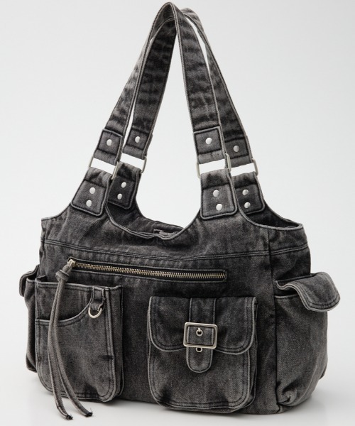 SLY（スライ）の「MULTI POCKET DENIM TOTE BAG マルチポケット トートバッグ（トートバッグ・レディース・ブラック・FREE）」の3枚目の写真