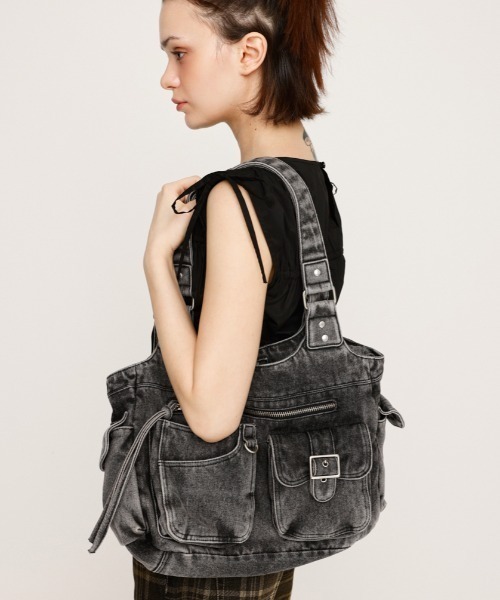 SLY（スライ）の「MULTI POCKET DENIM TOTE BAG マルチポケット トートバッグ（トートバッグ・レディース・ブラック・FREE）」の12枚目の写真