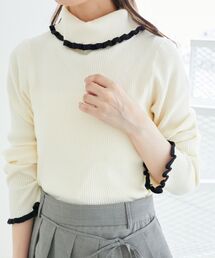 MAJESTIC LEGON | 【1枚でもインナーでも使える/全9色】プチフリルタートルニット(ニット/セーター)