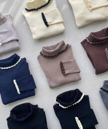 MAJESTIC LEGON | 【1枚でもインナーでも使える/全9色】プチフリルタートルニット(ニット/セーター)