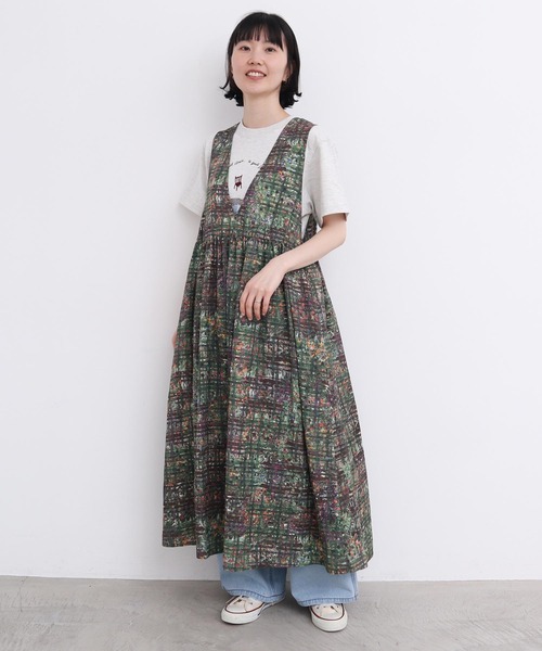 l'atelier du savon（アトリエドサボン）の「check × hana　2wayノースリワンピース（ワンピース・レディース・ダークブラウン/グリーン・FREE）」の22枚目の写真