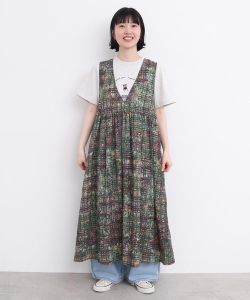 l'atelier du savon（アトリエドサボン）の「check × hana　2wayノースリワンピース（ワンピース・レディース・ダークブラウン/グリーン・FREE）」の21枚目の写真