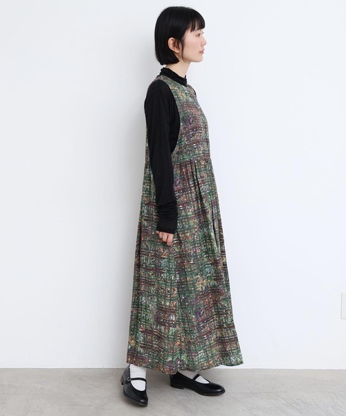 l'atelier du savon（アトリエドサボン）の「check × hana　2wayノースリワンピース（ワンピース・レディース・ダークブラウン/グリーン・FREE）」の7枚目の写真