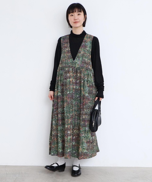 l'atelier du savon（アトリエドサボン）の「check × hana　2wayノースリワンピース（ワンピース・レディース・ダークブラウン/グリーン・FREE）」の8枚目の写真