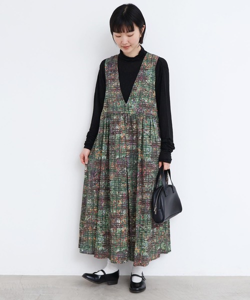 l'atelier du savon（アトリエドサボン）の「check × hana　2wayノースリワンピース（ワンピース・レディース・ダークブラウン/グリーン・FREE）」の9枚目の写真