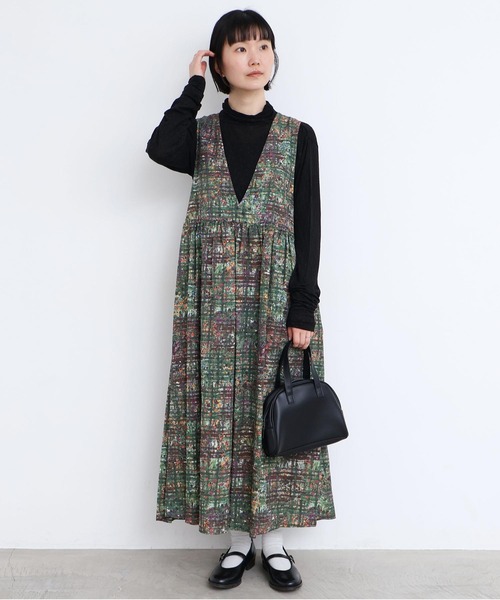 l'atelier du savon（アトリエドサボン）の「check × hana　2wayノースリワンピース（ワンピース・レディース・ダークブラウン/グリーン・FREE）」の11枚目の写真