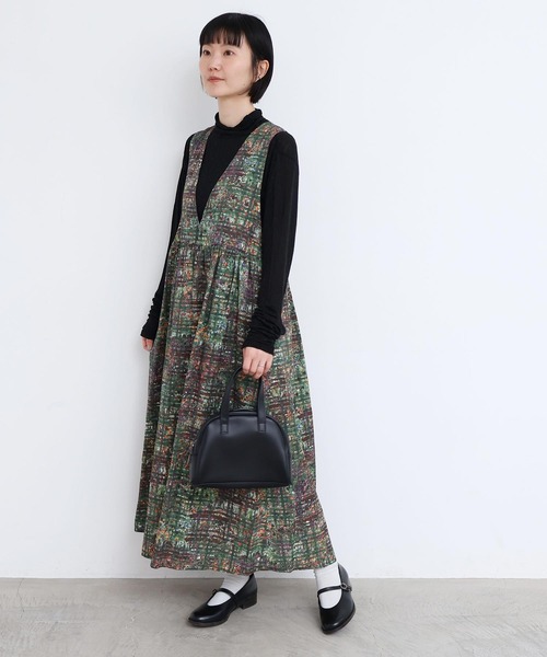 l'atelier du savon（アトリエドサボン）の「check × hana　2wayノースリワンピース（ワンピース・レディース・ダークブラウン/グリーン・FREE）」の12枚目の写真