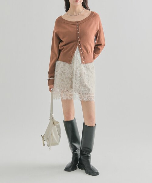 mystic（ミスティック）の「【4色展開】クリアボタン カーディガン（カーディガン/ボレロ・レディース・ブラック/アイボリー/ピンク/ブラウン・FREE）」の10枚目の写真