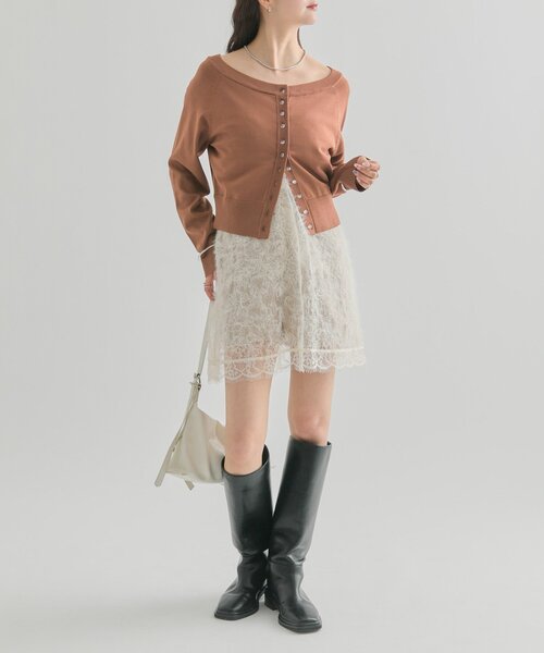 mystic（ミスティック）の「【4色展開】クリアボタン カーディガン（カーディガン/ボレロ・レディース・ブラック/アイボリー/ピンク/ブラウン・FREE）」の11枚目の写真