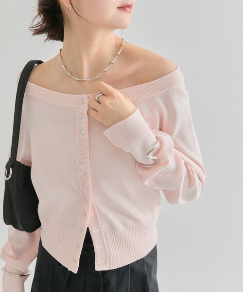 mystic（ミスティック）の「【4色展開】クリアボタン カーディガン（カーディガン/ボレロ・レディース・ブラック/アイボリー/ピンク/ブラウン・FREE）」の13枚目の写真