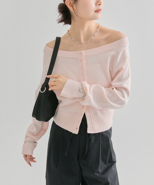 mystic（ミスティック）の「【4色展開】クリアボタン カーディガン（カーディガン/ボレロ・レディース・ブラック/アイボリー/ピンク/ブラウン・FREE）」の14枚目の写真