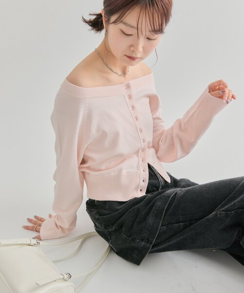 mystic（ミスティック）の「【4色展開】クリアボタン カーディガン（カーディガン/ボレロ・レディース・ブラック/アイボリー/ピンク/ブラウン・FREE）」の15枚目の写真