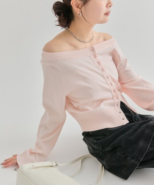 mystic（ミスティック）の「【4色展開】クリアボタン カーディガン（カーディガン/ボレロ・レディース・ブラック/アイボリー/ピンク/ブラウン・FREE）」の16枚目の写真