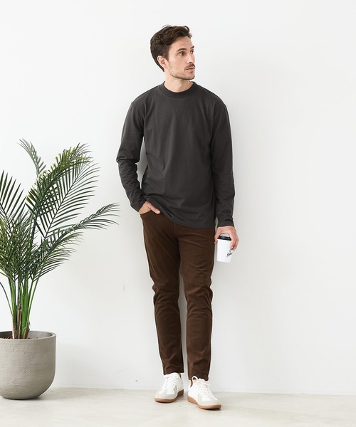 JEANS MATE(ジーンズメイト)の「【汗染みの目立ちにくいTシャツ ZEROSTAIN /ゼロステイン】モックネック ロンT 防汚 UVカット(Tシャツ/カットソー・メンズ・杢グレー/ブラック/スミクロ・MEDIUM/LARGE/X-LARGE)」の11枚目の写真